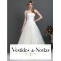Wedding dress silhouette with A. Decorated with embroidery and beads.