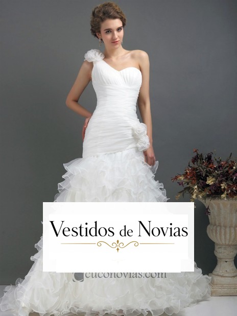Vestido novia sirena de organza.