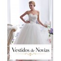 Vestido novia estilo gala con cristal.