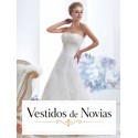 Traje de novia línea A con bordados.