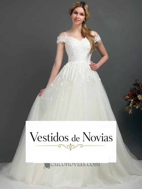Vestido romántico de novia.
