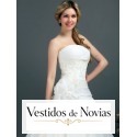 Traje nupcial falda con tablas.