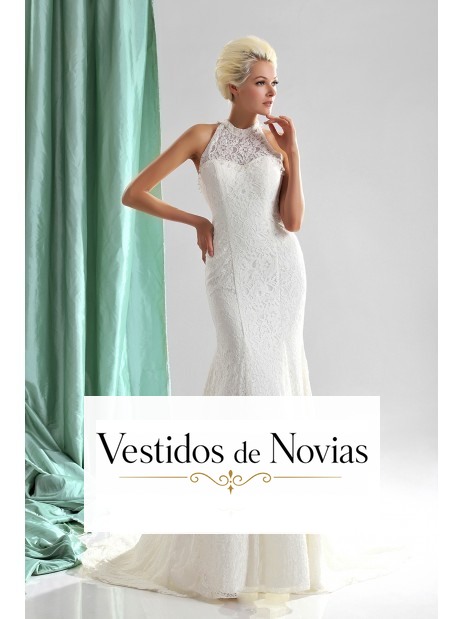 Vestido de novia escote halter.