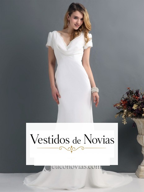 Vestido de novia de satén.