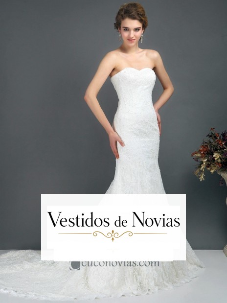 Vestido estilo sirena de encaje para novia.
