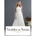 Vestido en satén y gasa para novia.