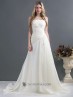 Vestido en satén y gasa para novia.