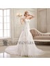Strapless wedding dress.
