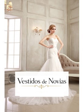 Strapless wedding dress.