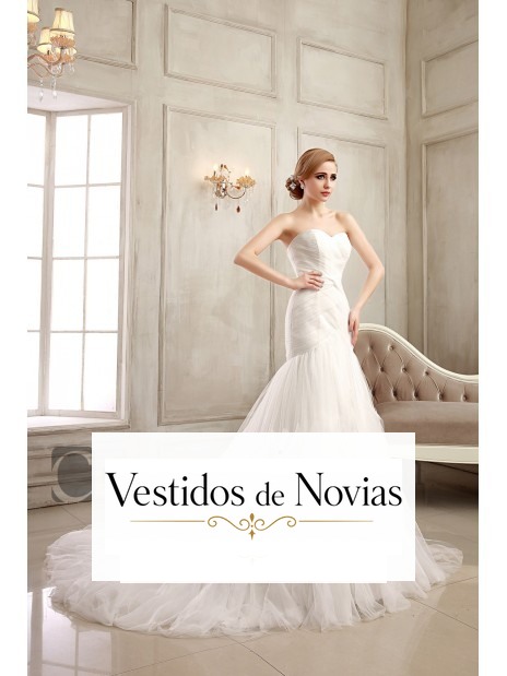 Strapless wedding dress.